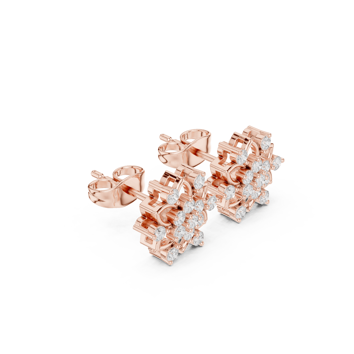 Geometric Floral Diamond Stud Earrings Orova jewels