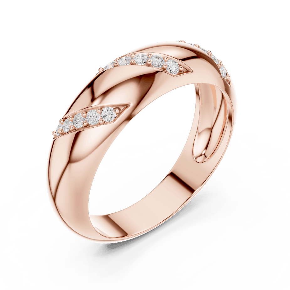 Twisted diamond accent band ring featuring a polished crossover design with sparkling round diamond clusters by Orova Jewels.