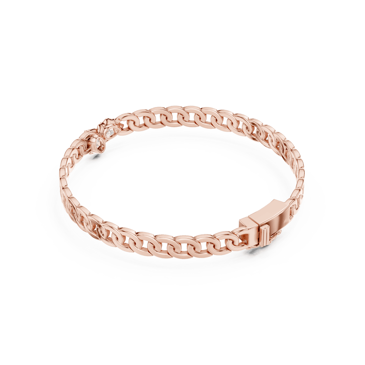 Butterfly diamond chain bracelet featuring polished interlocking links and a sparkling butterfly centerpiece by Orova Jewels.