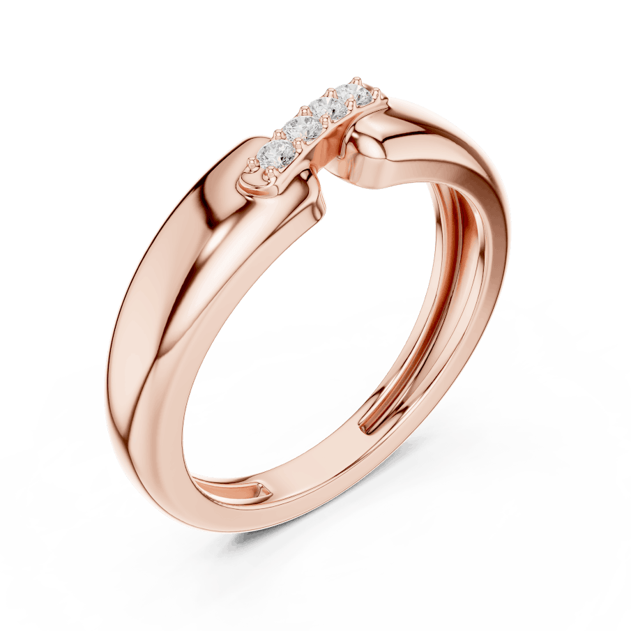 Classic diamond wedding band ring featuring a polished band with a row of sparkling round diamonds by Orova Jewels.