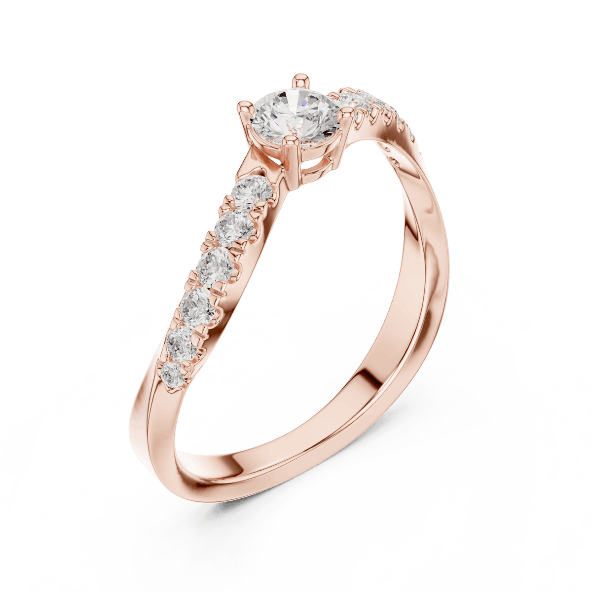 Classic solitaire diamond ring featuring a brilliant round-cut center stone with a sparkling pavé-set band and polished finish by Orova Jewels