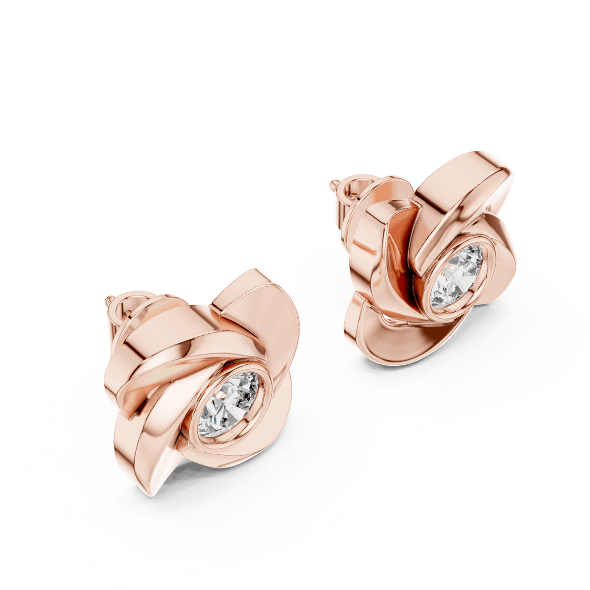 Twisted Ribbon Diamond Stud Earrings Orova jewels