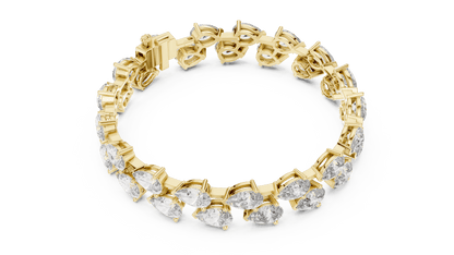 Pear Cut Diamond Tennis Bracelet featuring a double row of sparkling pear-shaped stones with a secure box clasp by Orova Jewels.