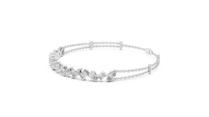 Marquise and emerald diamond tennis bracelet featuring mixed-cut sparkling stones in an elegant chain design by Orova Jewels.