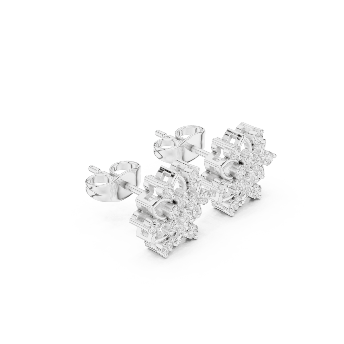 Geometric Floral Diamond Stud Earrings Orova jewels