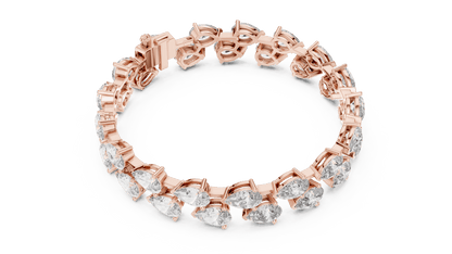 Pear Cut Diamond Tennis Bracelet featuring a double row of sparkling pear-shaped stones with a secure box clasp by Orova Jewels.