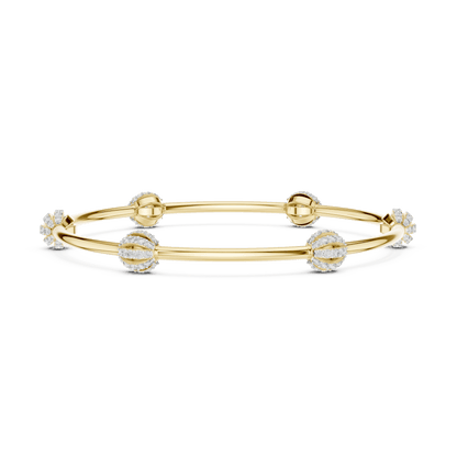 Elegant pavé crystal charm bangle bracelet featuring sparkling bead accents on a sleek polished silver-tone bangle by Orova Jewels.