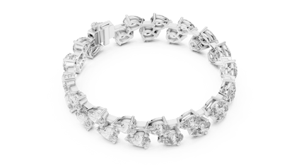 Pear Cut Diamond Tennis Bracelet featuring a double row of sparkling pear-shaped stones with a secure box clasp by Orova Jewels.