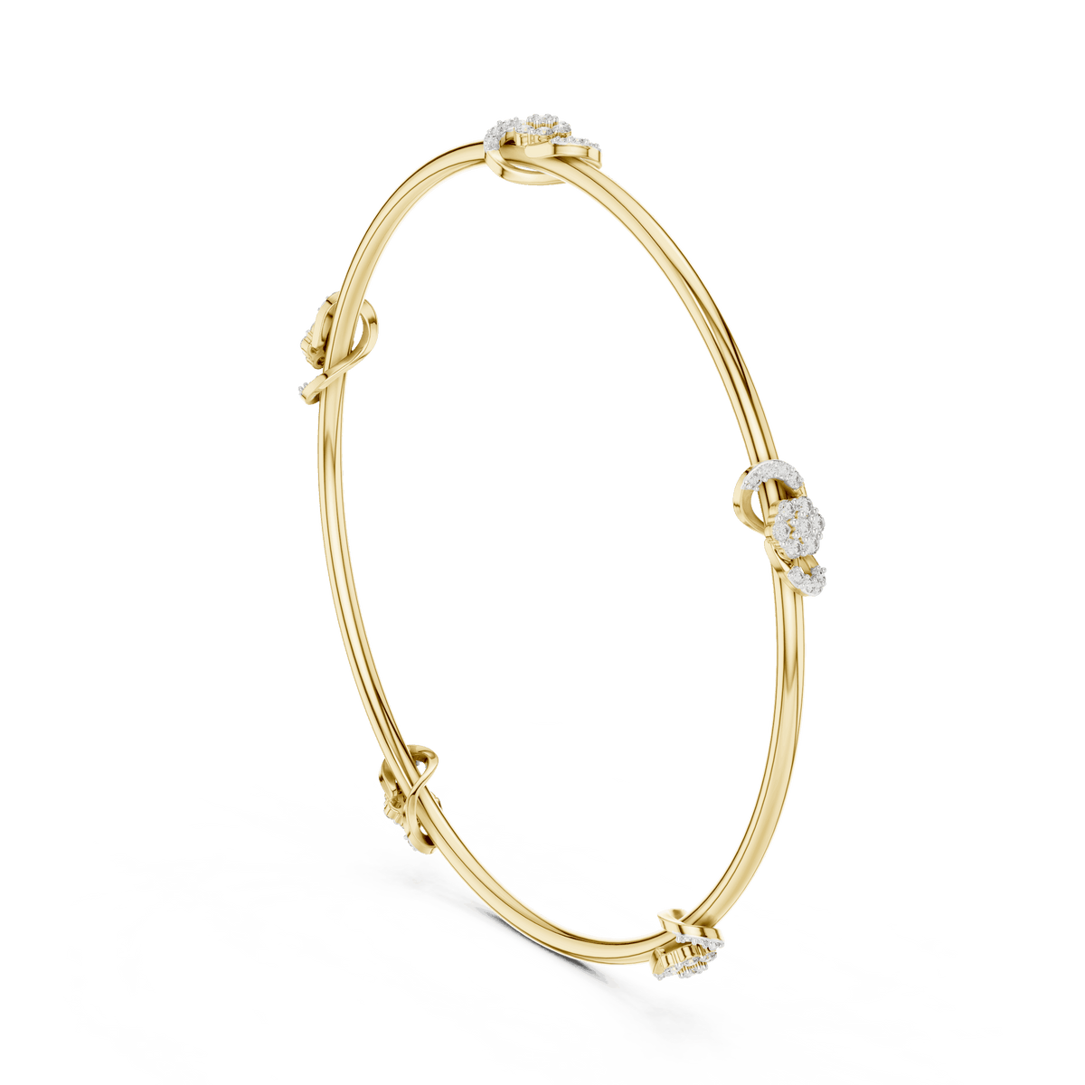 Minimalist Floral Crystal Bangle Bracelet Orova jewels