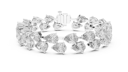 Pear Cut Diamond Tennis Bracelet featuring a double row of sparkling pear-shaped stones with a secure box clasp by Orova Jewels.