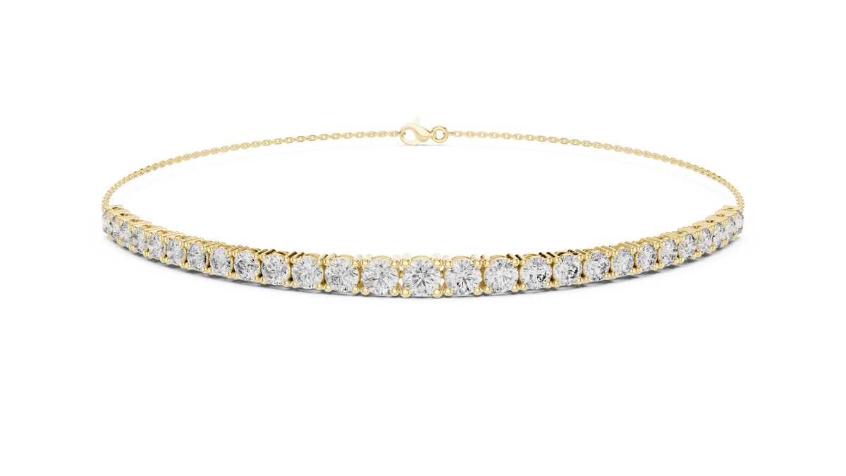 Adjustable Round Diamond Tennis Bracelet featuring a row of brilliant round-cut diamonds on a delicate polished chain with an adjustable clasp by Orova Jewels.