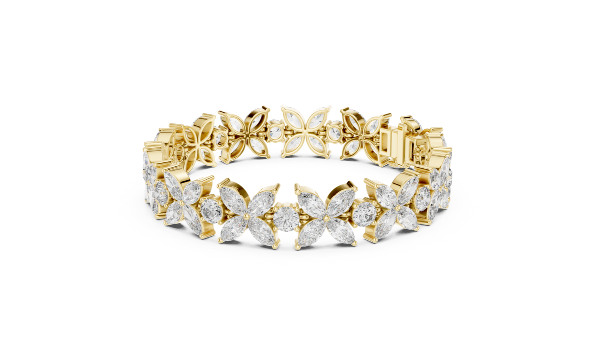 Marquise Floral Diamond Tennis Bracelet