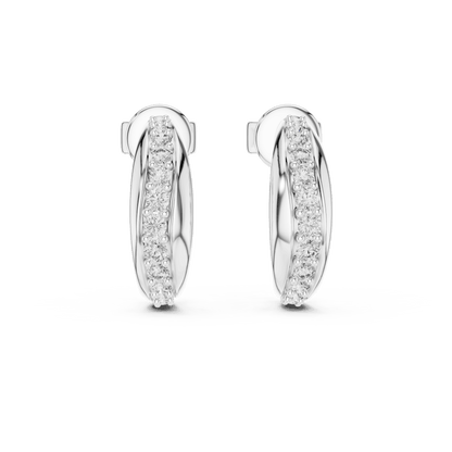 Classic diamond hoop earrings featuring a sleek curved design with sparkling round stone accents and a polished finish by Orova Jewels.