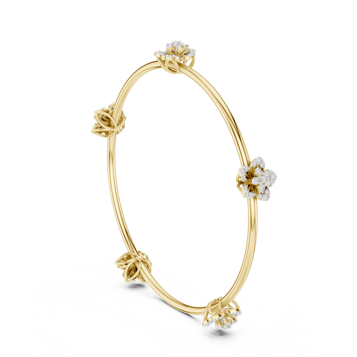 Blooming Floral & Leaf Crystal Bangle Bracelet Orova jewels