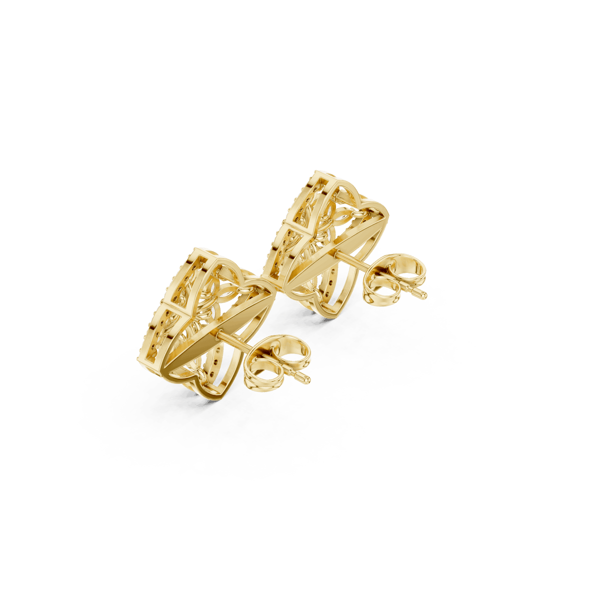Marquise diamond halo stud earrings featuring a floral cluster design with sparkling round stone accents by Orova Jewels.