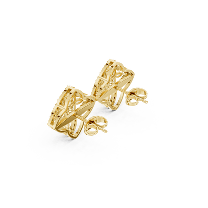 Marquise diamond halo stud earrings featuring a floral cluster design with sparkling round stone accents by Orova Jewels.