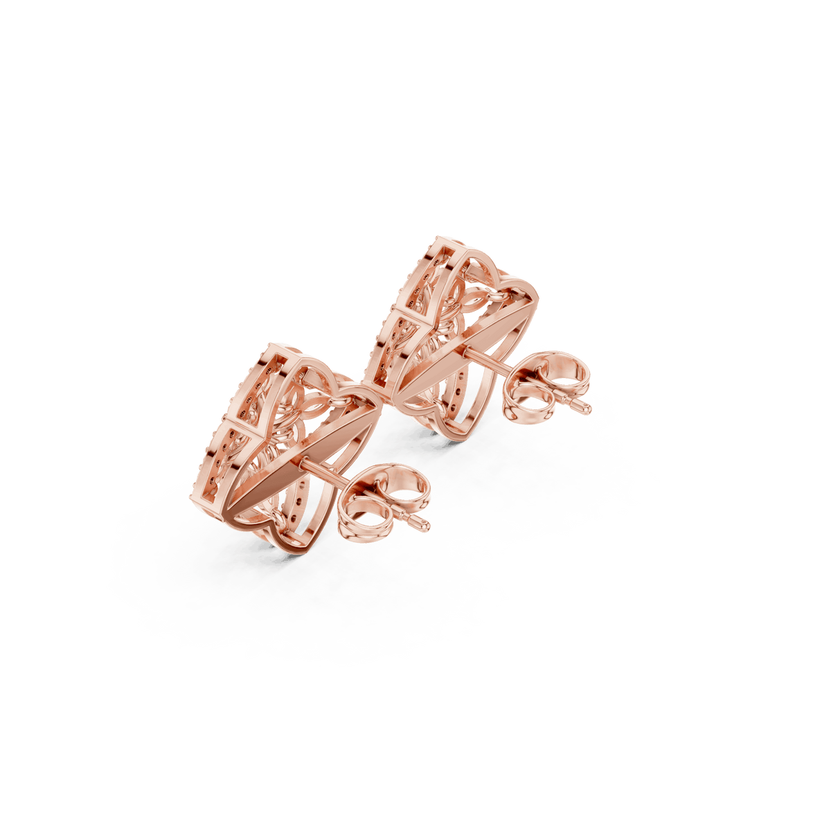 Marquise diamond halo stud earrings featuring a floral cluster design with sparkling round stone accents by Orova Jewels.