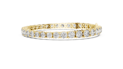 Round Brilliant Diamond Tennis Bracelet featuring a continuous row of sparkling round-cut diamonds in a classic four-prong setting with a secure box clasp by Orova Jewels.