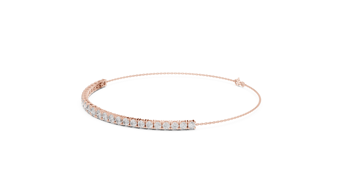 Adjustable Round Diamond Tennis Bracelet featuring a row of brilliant round-cut diamonds on a delicate polished chain with an adjustable clasp by Orova Jewels.