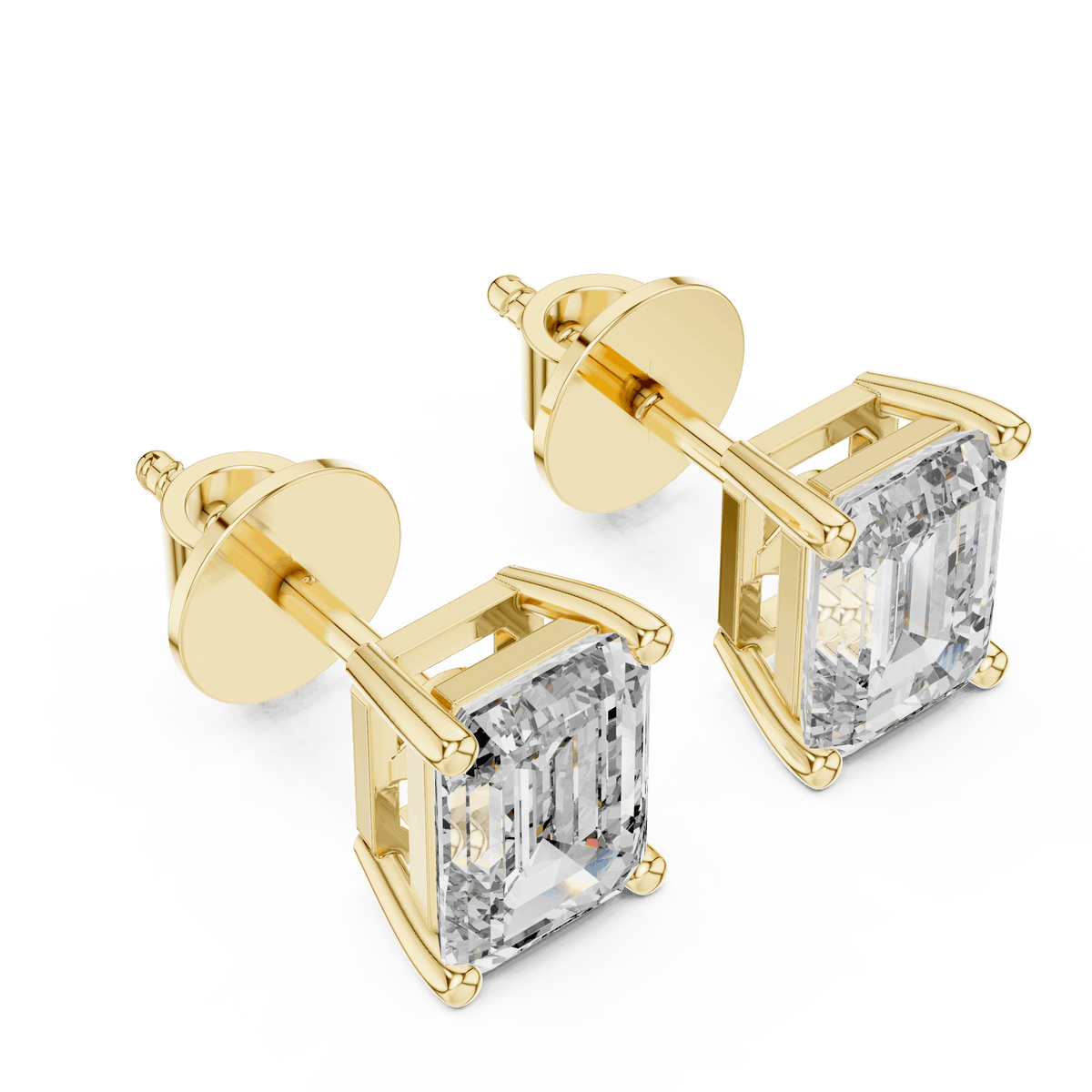 Emerald Cut Solitaire Diamond Stud Earrings Orova jewels