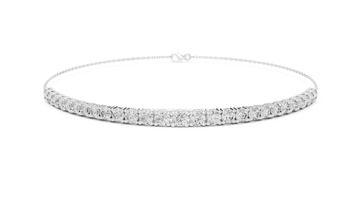 Adjustable Round Diamond Tennis Bracelet featuring a row of brilliant round-cut diamonds on a delicate polished chain with an adjustable clasp by Orova Jewels.