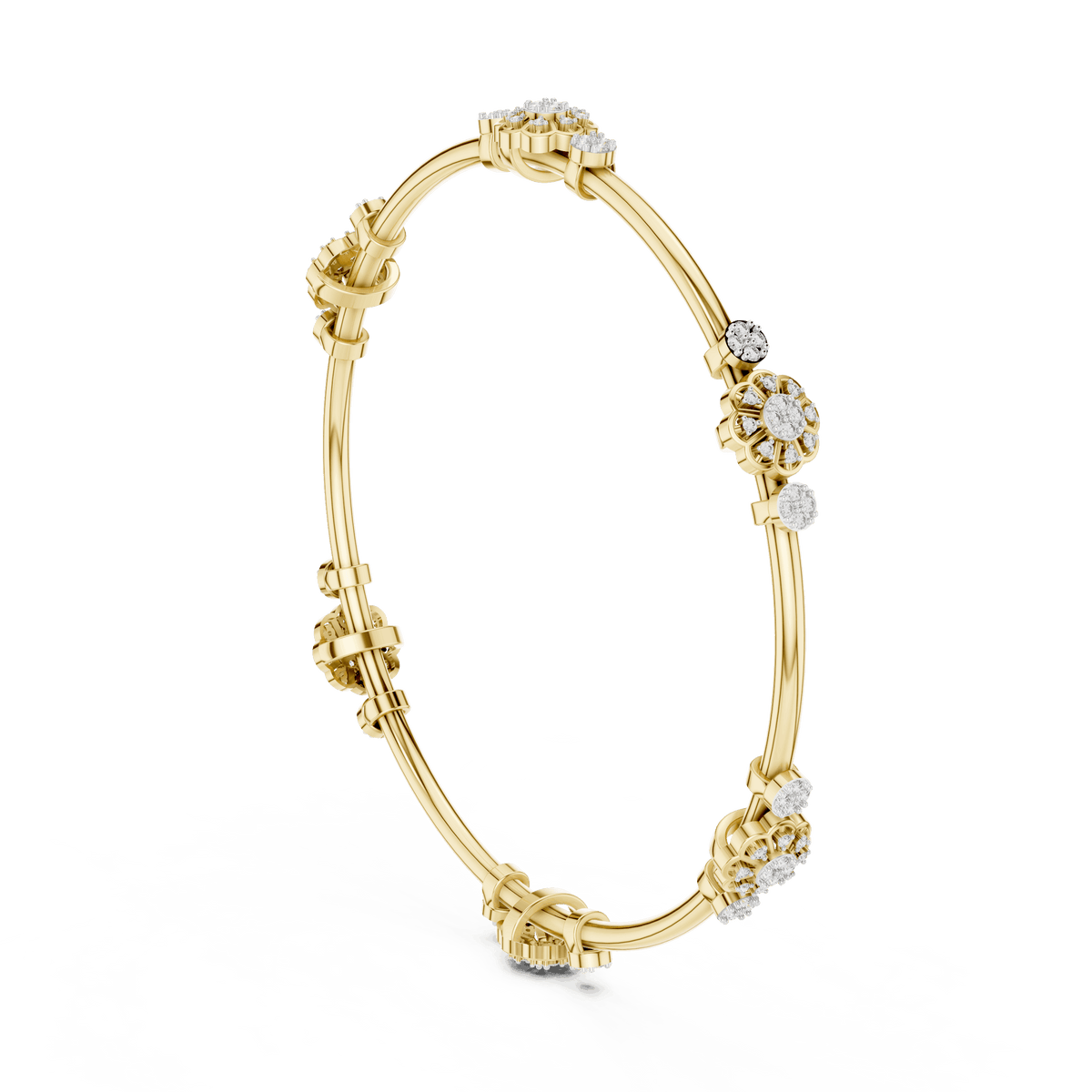 Floral Charm Crystal Bangle Bracelet Orova jewels