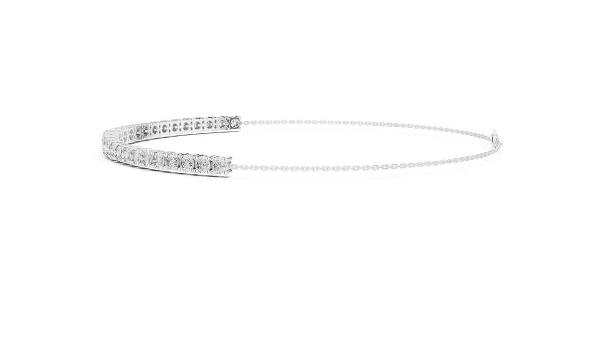 Adjustable Round Diamond Tennis Bracelet featuring a row of brilliant round-cut diamonds on a delicate polished chain with an adjustable clasp by Orova Jewels.