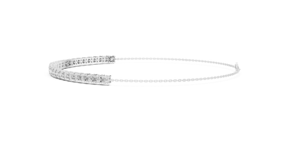 Adjustable Round Diamond Tennis Bracelet featuring a row of brilliant round-cut diamonds on a delicate polished chain with an adjustable clasp by Orova Jewels.