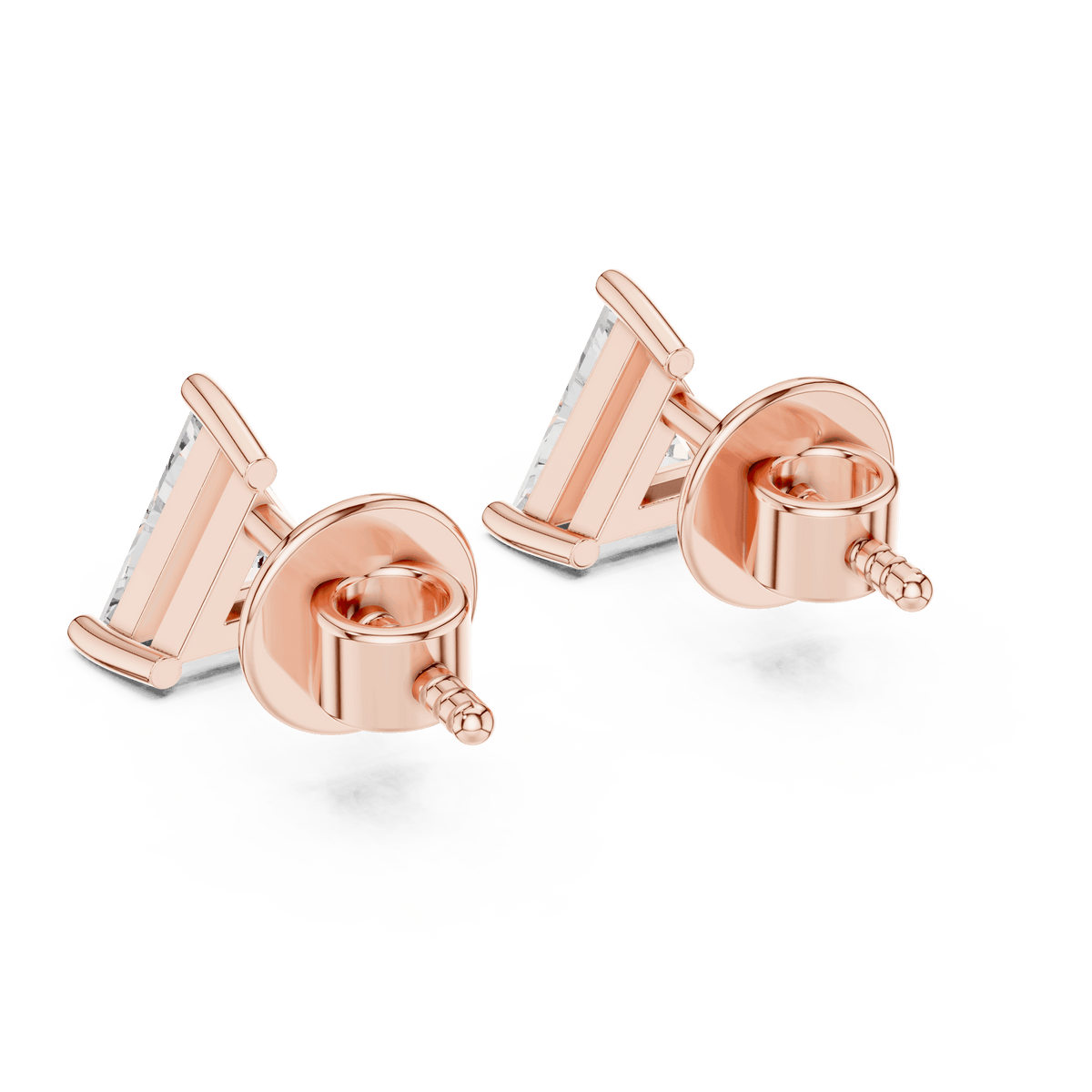 Classic solitaire diamond stud earrings featuring brilliant round-cut stones in a secure four-prong setting with screw-back closure by Orova Jewels.