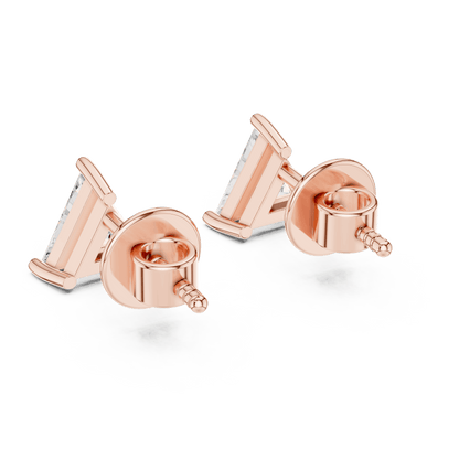 Classic solitaire diamond stud earrings featuring brilliant round-cut stones in a secure four-prong setting with screw-back closure by Orova Jewels.