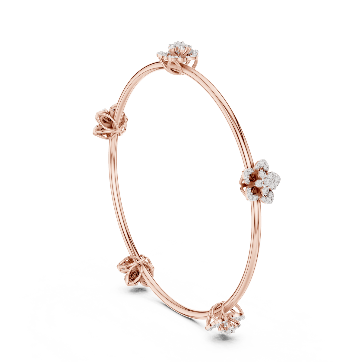 Blooming Floral & Leaf Crystal Bangle Bracelet Orova jewels