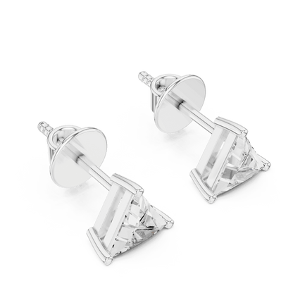 Classic solitaire diamond stud earrings featuring brilliant round-cut stones in a secure four-prong setting with screw-back closure by Orova Jewels.
