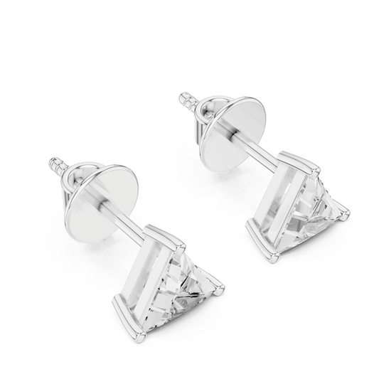 Classic solitaire diamond stud earrings featuring brilliant round-cut stones in a secure four-prong setting with screw-back closure by Orova Jewels.