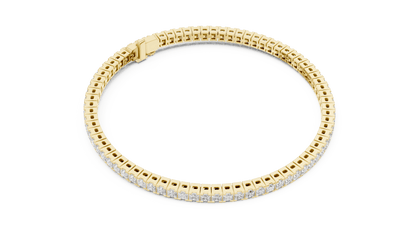Princess Cut Diamond Tennis Bracelet featuring a continuous row of sparkling square-cut stones with a secure box clasp by Orova Jewels.