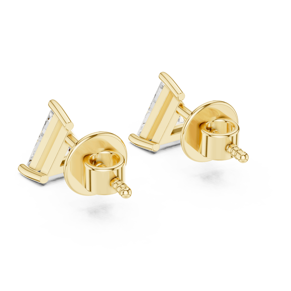 Classic solitaire diamond stud earrings featuring brilliant round-cut stones in a secure four-prong setting with screw-back closure by Orova Jewels.