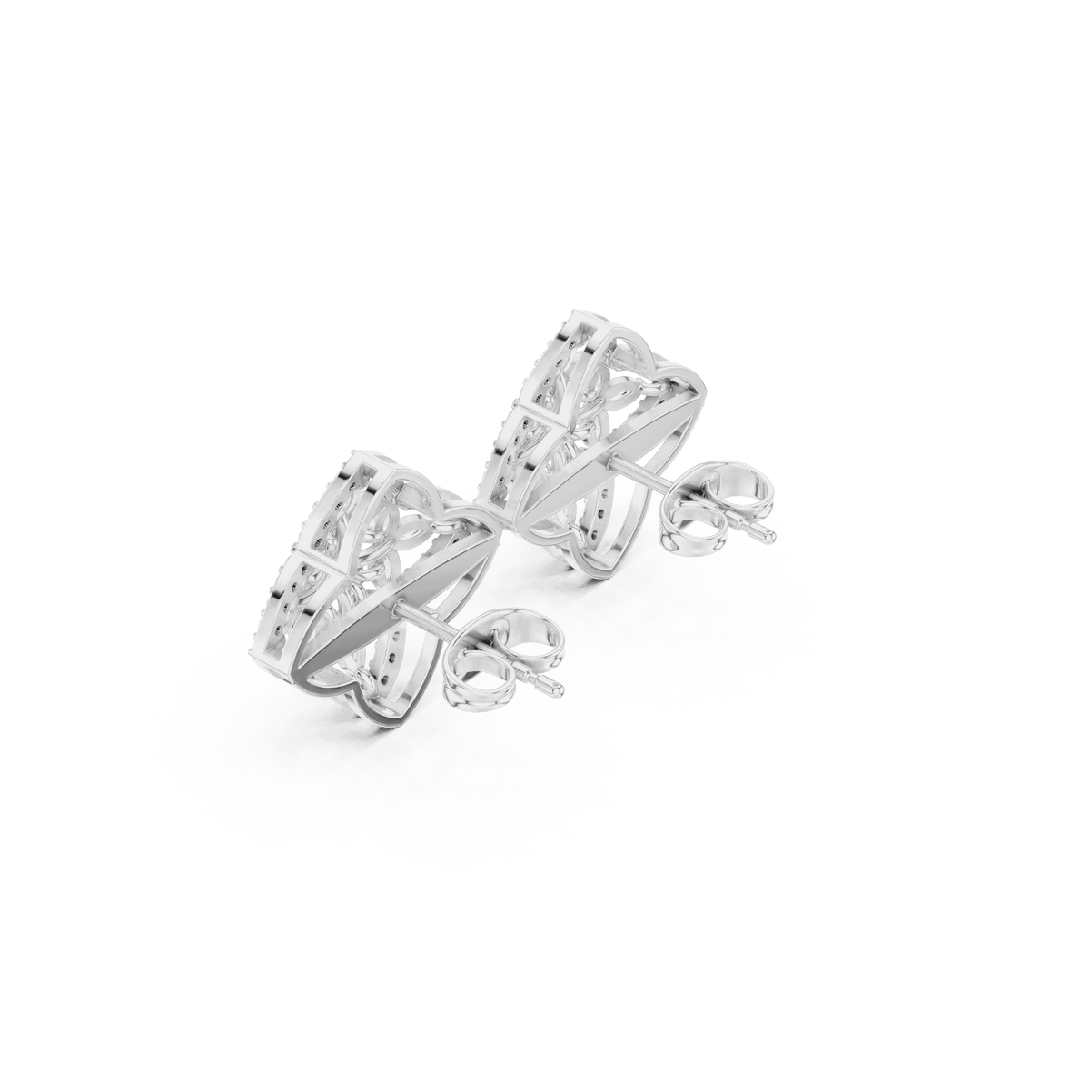 Marquise diamond halo stud earrings featuring a floral cluster design with sparkling round stone accents by Orova Jewels.