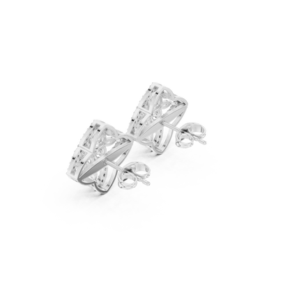 Marquise diamond halo stud earrings featuring a floral cluster design with sparkling round stone accents by Orova Jewels.