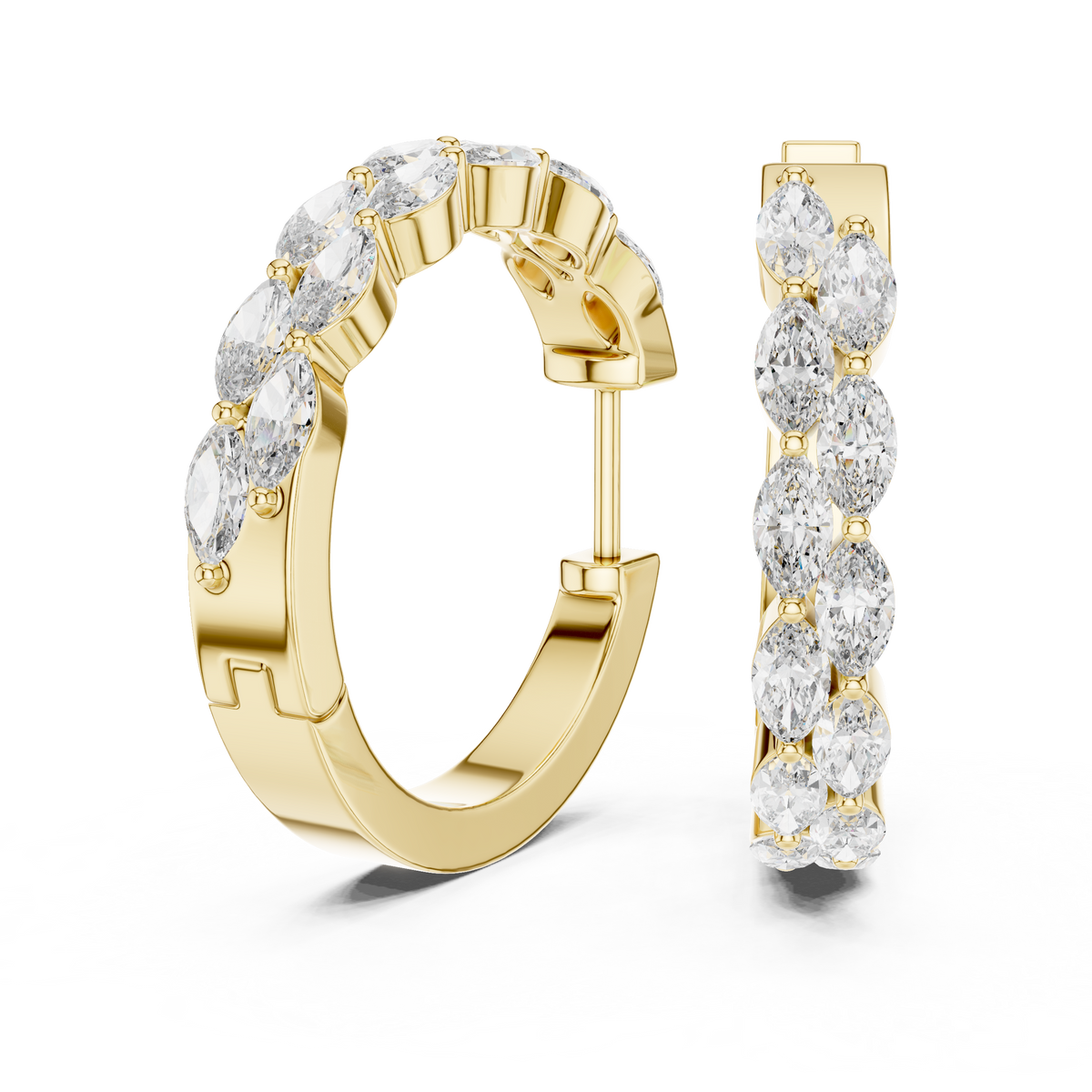 Marquise Diamond Hoop Earrings
