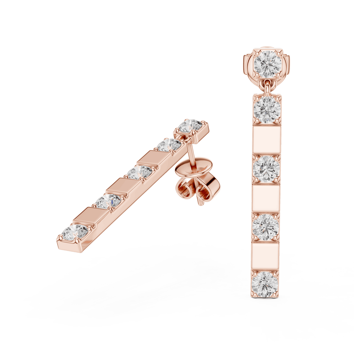 Modern Diamond Bar Drop Earrings Orova jewels