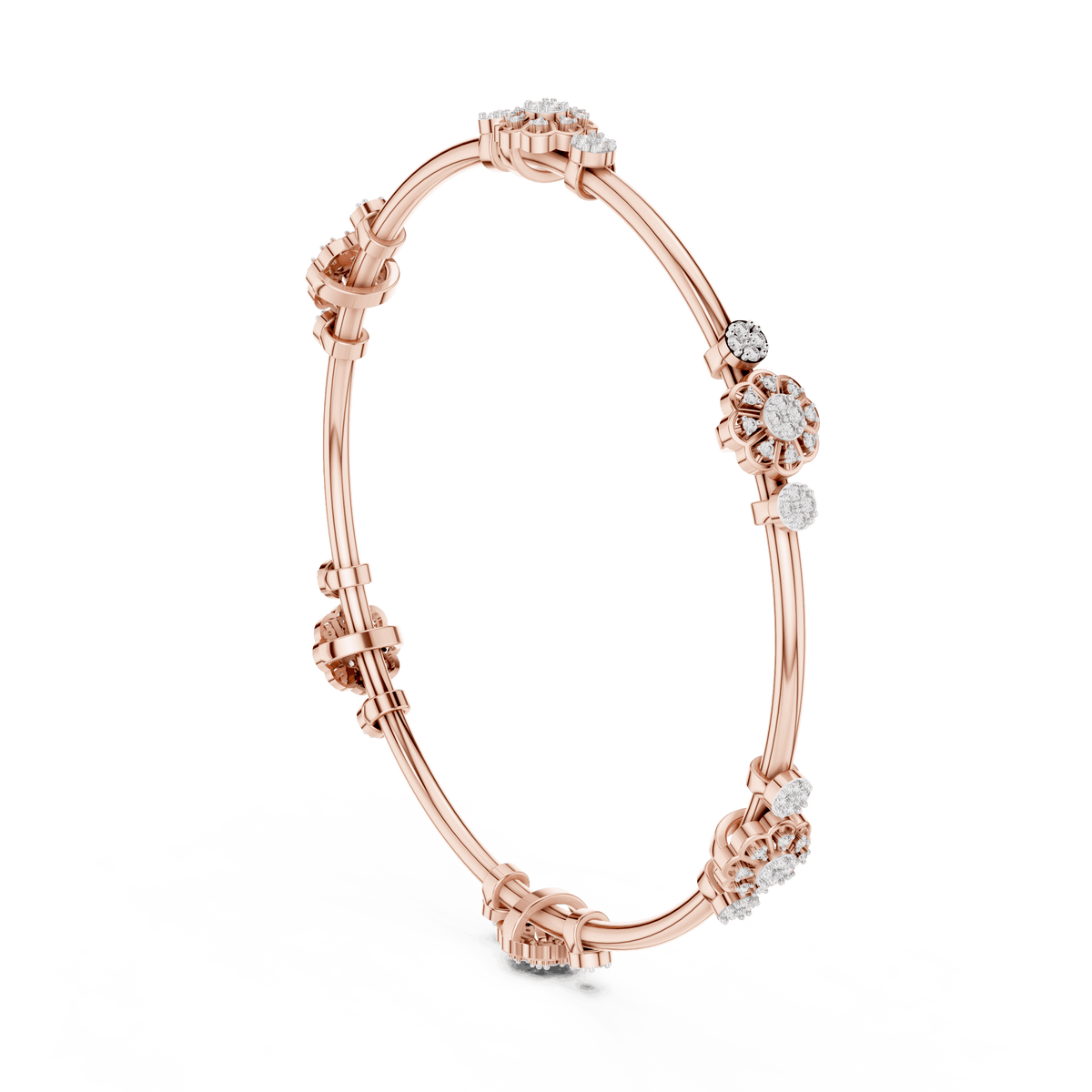 Floral Charm Crystal Bangle Bracelet Orova jewels