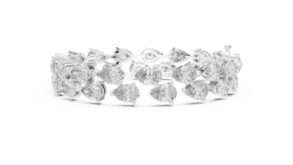 Pear Cut Diamond Tennis Bracelet featuring a double row of sparkling pear-shaped stones with a secure box clasp by Orova Jewels.