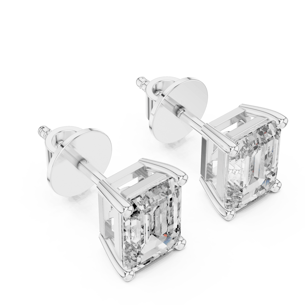 Emerald Cut Solitaire Diamond Stud Earrings Orova jewels