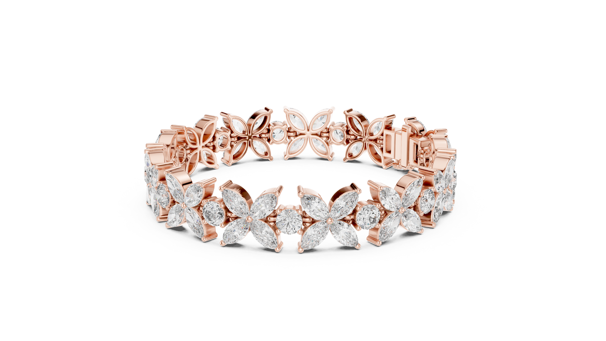 Marquise Floral Diamond Tennis Bracelet