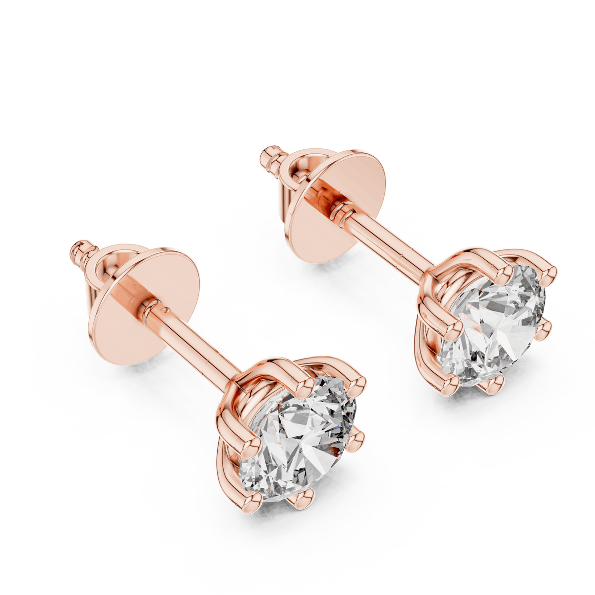 Round Solitaire Diamond Stud Earrings Orova jewels