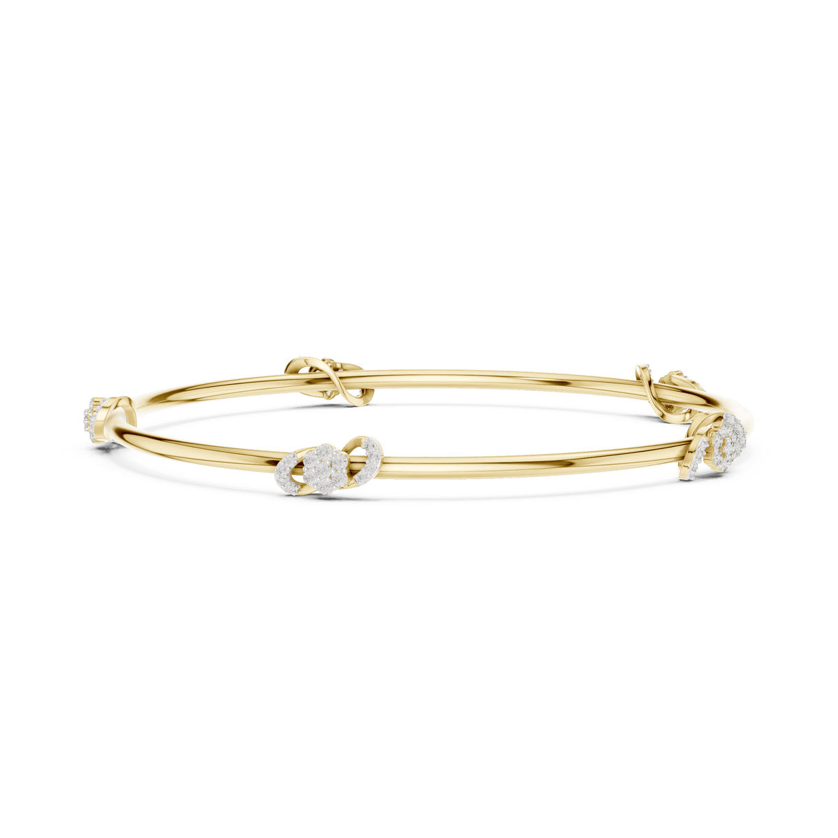 Minimalist floral crystal bangle bracelet featuring delicate flower-inspired charms on a sleek polished silver-tone bangle by Orova Jewels.