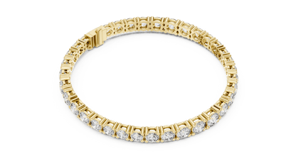 Round Brilliant Diamond Tennis Bracelet featuring a continuous row of sparkling round-cut diamonds in a classic four-prong setting with a secure box clasp by Orova Jewels.