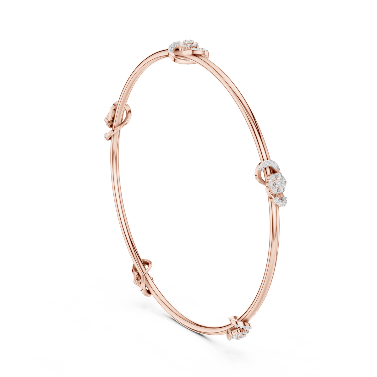 Minimalist Floral Crystal Bangle Bracelet Orova jewels