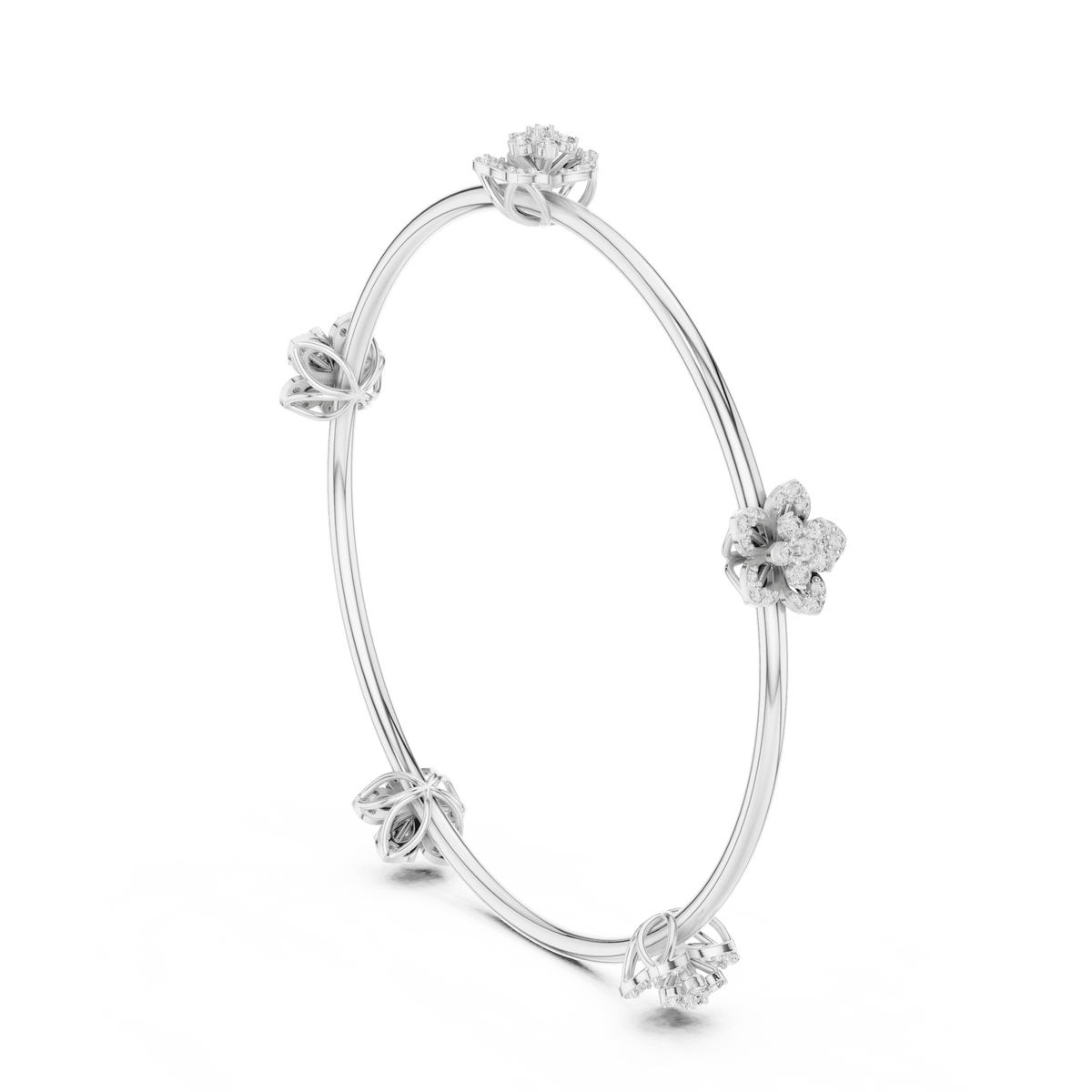 Blooming Floral & Leaf Crystal Bangle Bracelet Orova jewels