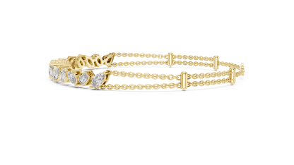 Marquise and emerald diamond tennis bracelet featuring mixed-cut sparkling stones in an elegant chain design by Orova Jewels.