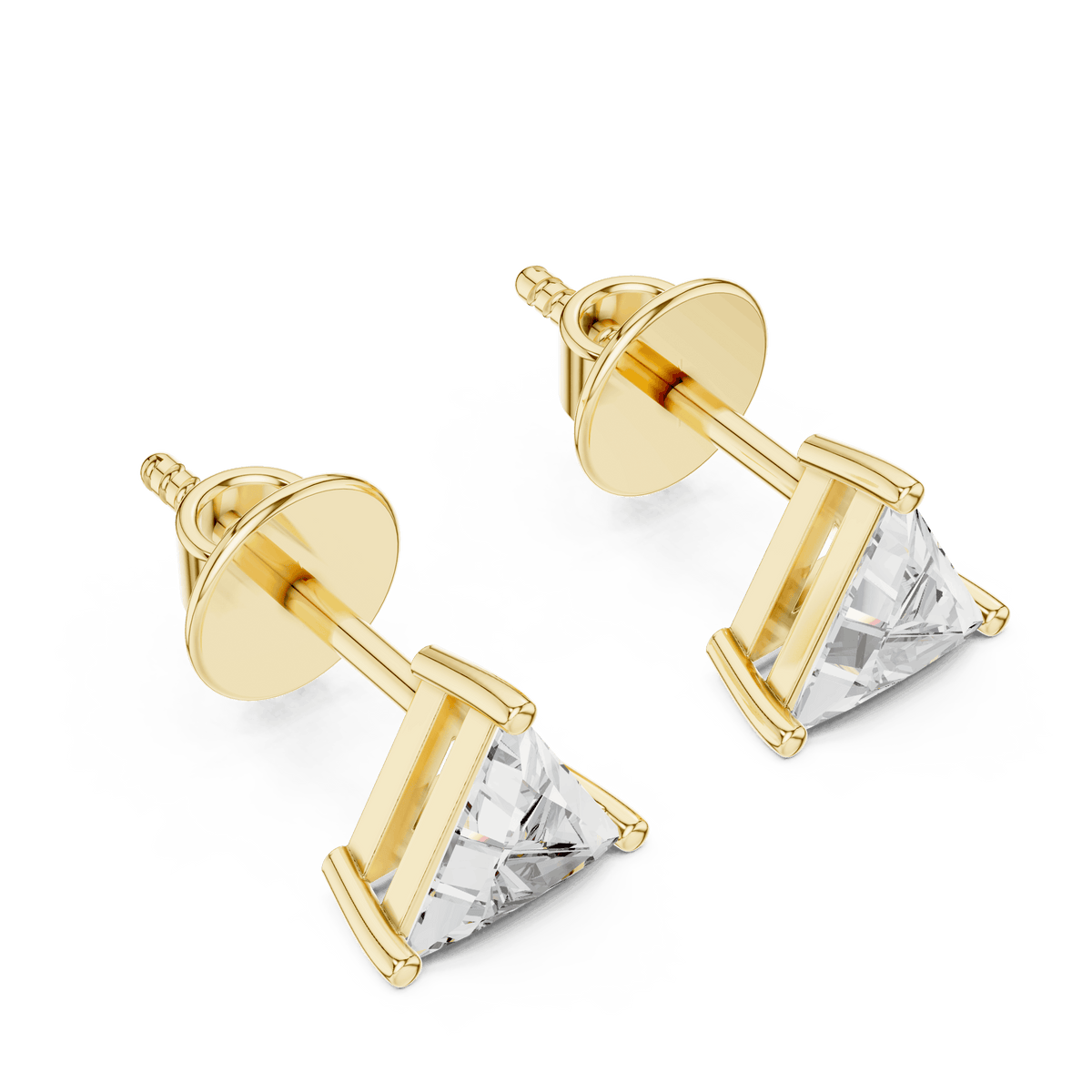 Classic solitaire diamond stud earrings featuring brilliant round-cut stones in a secure four-prong setting with screw-back closure by Orova Jewels.
